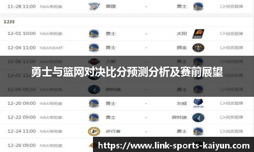 勇士与篮网对决比分预测分析及赛前展望